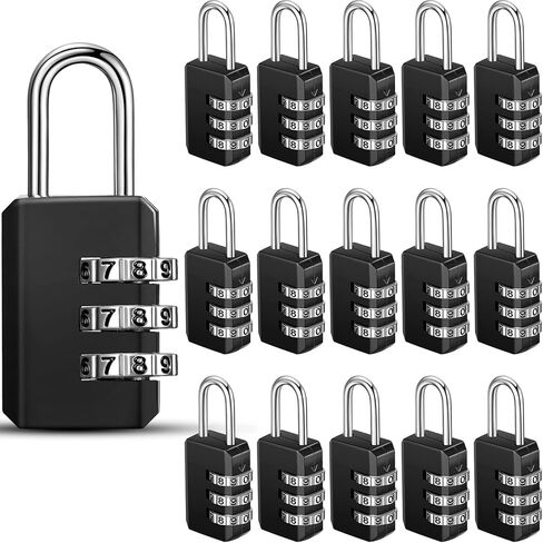 16 Pack Small Combo Locks 3 Digit Combination Lock Luggage Number Locks Backpack Lock Waterproof Padlock for Suitcases Traveling Toolbox School Gym Employee Locker in Kuwait