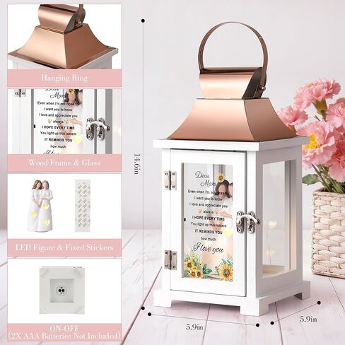 Birthday Gifts for Mom from Daughter, for Mom, Special Mom Gifts for Birthday, Lantern with Mother and Daughter Hand Painted Figure in Saudi Arabia