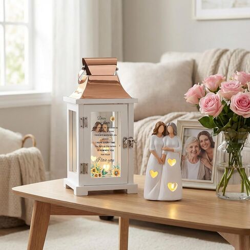 Birthday Gifts for Mom from Daughter, for Mom, Special Mom Gifts for Birthday, Lantern with Mother and Daughter Hand Painted Figure in Saudi Arabia