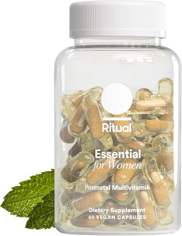 Ritual Postpartum Essentials Multivitamin - Postnatal Vitamin with Omega-3 DHA & Choline for Lactation Support, Vitamin A, C, D3 & Zinc for Immune Function Support*, B12, Iodine, Biotin, Mint Essenced in Kuwait