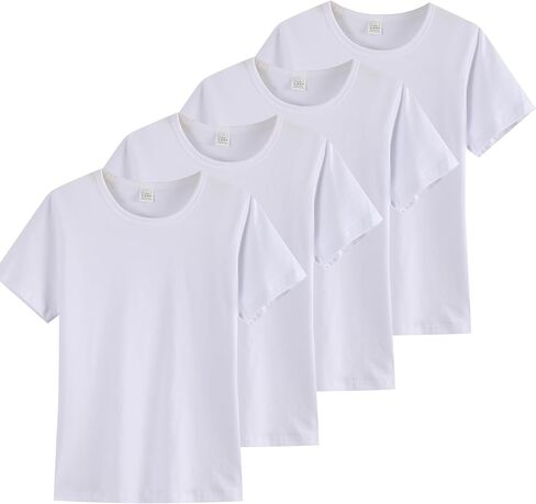 مجموعة من 4 تي شيرتات قطنية للأطفال بأكمام قصيرة ورقبة دائرية صيفية أساسية للأولاد والبنات والأطفال الصغار من الجنسين in Kuwait