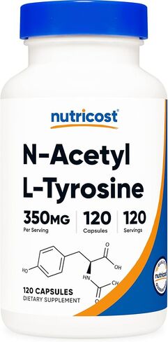 Nutricost N-Acetyl L-Tyrosine (NALT) 350mg, 120 Capsules - Gluten Free, Non-GMO in Kuwait