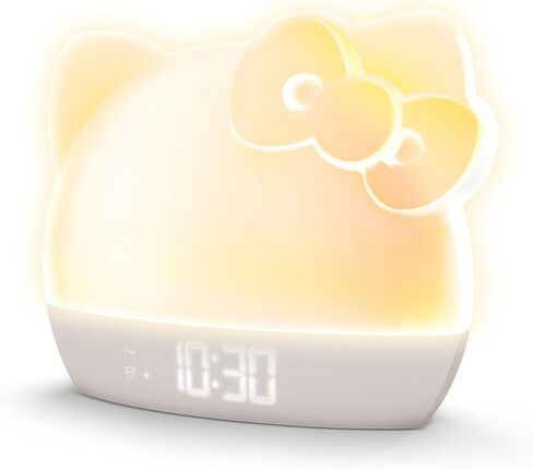 Hello Kitty Sunrise Alarm Clock with Color-Changing RGB LED Night Light – Ambient Lighting, Time/Date/Temperature Display, USB Powered w/Device Charging, Pink in Saudi Arabia