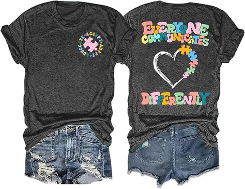 Autism Mama Shirt Women Autism Awareness Shirts Gift for Autism Mom Tee Mental Health Tee Tops in Kuwait