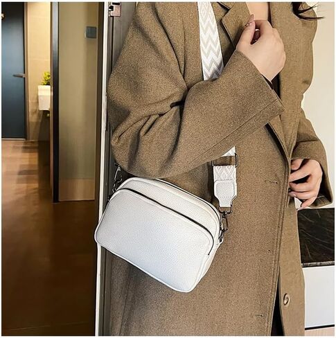 Women's Crossbody Bag Adjustable Strap Solid Color Mini Square Shoulder Purse Versatile Stylish Everyday Bag,Beige White in Saudi Arabia