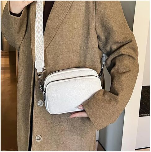 Women's Crossbody Bag Adjustable Strap Solid Color Mini Square Shoulder Purse Versatile Stylish Everyday Bag,Beige White in Saudi Arabia