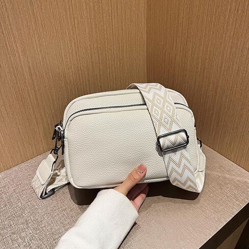 Women's Crossbody Bag Adjustable Strap Solid Color Mini Square Shoulder Purse Versatile Stylish Everyday Bag,Beige White in Saudi Arabia