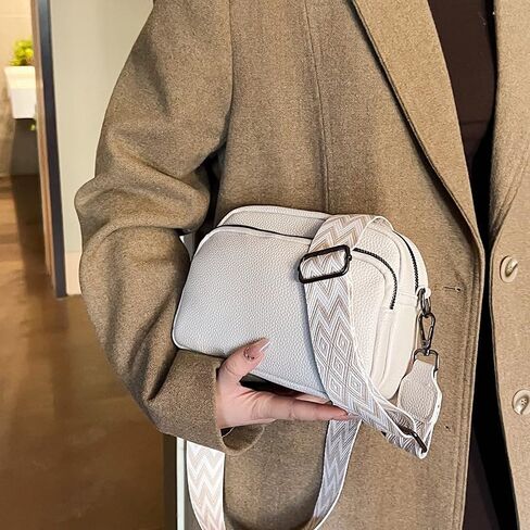 Women's Crossbody Bag Adjustable Strap Solid Color Mini Square Shoulder Purse Versatile Stylish Everyday Bag,Beige White in Saudi Arabia