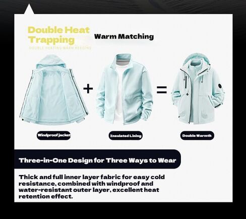 3-in-1 Ski Jacket Waterproof Windproof Winter Coat Hooded Snow Jacket with Warm Fleece Liner in Saudi Arabia
