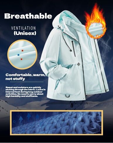 3-in-1 Ski Jacket Waterproof Windproof Winter Coat Hooded Snow Jacket with Warm Fleece Liner in Saudi Arabia