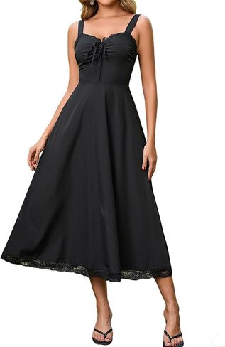 Womens Floral Summer Midi Dress Lace Flowy A Line Sundress Wedding Guest for Women Corset Dresses in Saudi Arabia