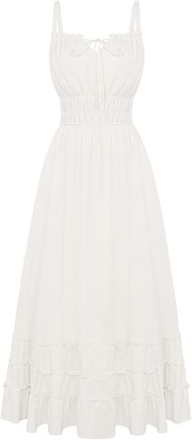 Scarlet Darkness Women's Summer Maxi Dress 2026 Boho Sleeveless Ruffle Flowy Milkmaid Sundress with Pockets in Saudi Arabia