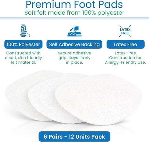 Arch Supports for Women & Men (12 Pack) - Felt Insert with Adhesive - Foot Pads for Shoes, Sandals, Flip Flops, Boots, High Heels, Flat Feet, High Arches, and Plantar Fasciitis in Kuwait