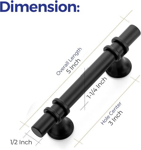 Ravinte 30 Pack 5 Inch Cabinet Pulls Kitchen Cupboard Handles with Round Base Matte Black Drawer Pulls Cabinet Handles 5" Length, 3" Hole Center in Kuwait