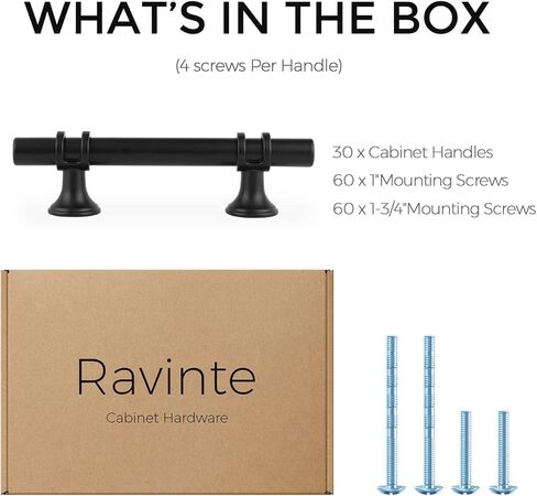 Ravinte 30 Pack 5 Inch Cabinet Pulls Kitchen Cupboard Handles with Round Base Matte Black Drawer Pulls Cabinet Handles 5" Length, 3" Hole Center in Kuwait
