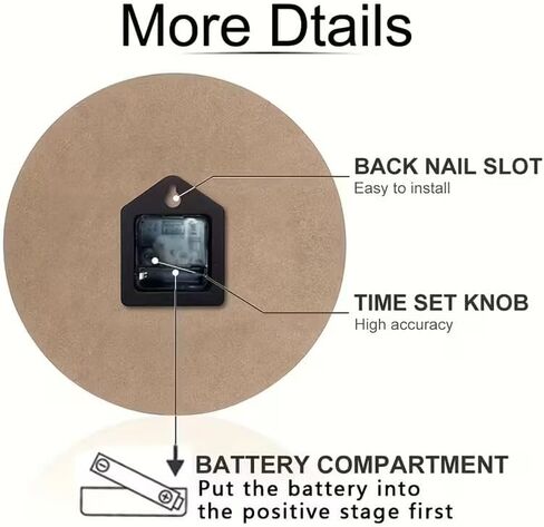 طباعة فنية على مدار الساعة، صامتة غير موقوتة تعمل بالبطارية، طباعة فنية على مدار الساعة للصلاة المتقاطعة للحمام وغرفة النوم والمطبخ 10 بوصة و12 بوصة، يتم الشحن في اليوم التالي، بدون بطارية in Saudi Arabia