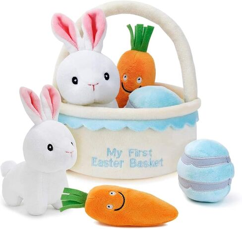 6 Pcs Easter Basket -My First Easter Basket Stuffed Plush Playset Baby's First Easter Basket Stuffed Cartoon Bunny Easter Egg Plush Basket for Kids in Saudi Arabia