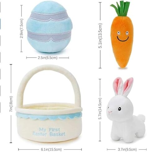 6 Pcs Easter Basket -My First Easter Basket Stuffed Plush Playset Baby's First Easter Basket Stuffed Cartoon Bunny Easter Egg Plush Basket for Kids in Saudi Arabia