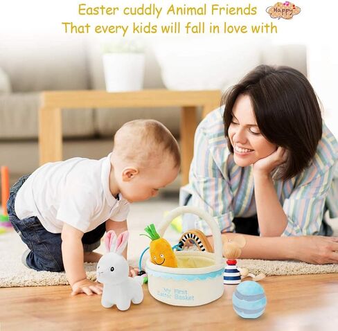 6 Pcs Easter Basket -My First Easter Basket Stuffed Plush Playset Baby's First Easter Basket Stuffed Cartoon Bunny Easter Egg Plush Basket for Kids in Saudi Arabia