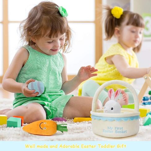 6 Pcs Easter Basket -My First Easter Basket Stuffed Plush Playset Baby's First Easter Basket Stuffed Cartoon Bunny Easter Egg Plush Basket for Kids in Saudi Arabia