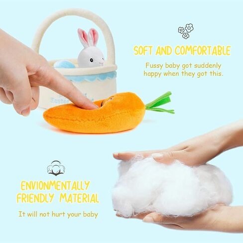 6 Pcs Easter Basket -My First Easter Basket Stuffed Plush Playset Baby's First Easter Basket Stuffed Cartoon Bunny Easter Egg Plush Basket for Kids in Saudi Arabia