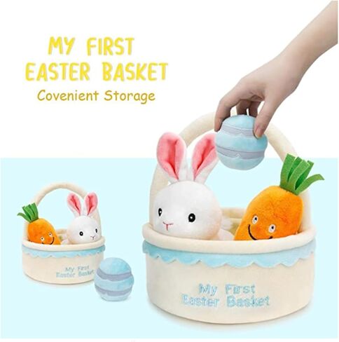 6 Pcs Easter Basket -My First Easter Basket Stuffed Plush Playset Baby's First Easter Basket Stuffed Cartoon Bunny Easter Egg Plush Basket for Kids in Saudi Arabia