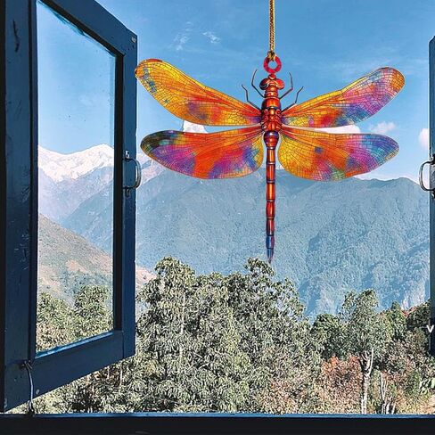 Dragonfly Ornament for Women Gifts,Christmas Ornaments,Stained Glass Effect Acrylic Suncatcher,White Elephant Gifts for Lovers and Friends, Tree Birthday Gift for Mom (Light Color) in Saudi Arabia
