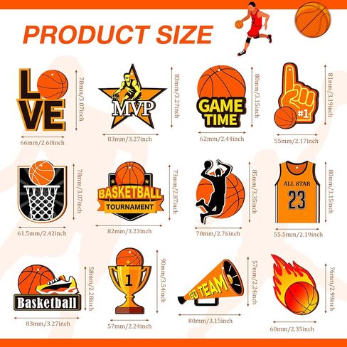 Frienda 24 Pcs Basketball Wooden Ornament Basketball Senior Night Cutout Wood DIY Crafts Wooden Hanging Ornaments with Twines for Party Decoration in Saudi Arabia
