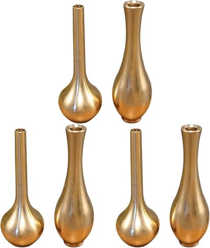 مجموعة مزهريات نحاسية صغيرة عتيقة من Amosfun مكونة من 6 - مزهريات زهور معدنية صغيرة لسطح المكتب لتزيين المنزل وترتيبات الزهور 2.36 × 2.95 × 0.98 بوصة مزهرية زينة مدمجة in Saudi Arabia