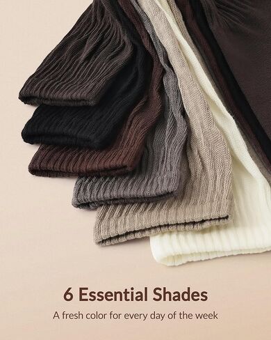 Jeasona Slouch Scrunch Socks for Women, 6 Pairs Crew Cotton Knit Scrunch Slouch Socks, 80s Style Boot Socks for Women Teen Girls, Soft Athletic Gym Calf Socks Earth Tone Gifts in Kuwait