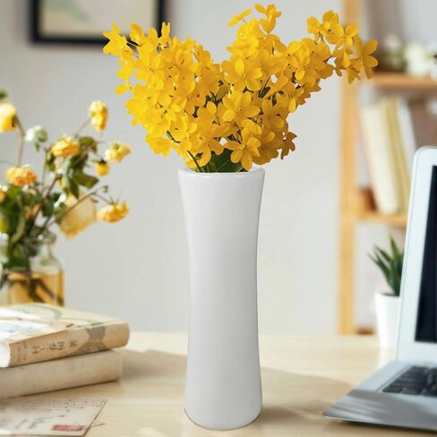 White Ceramic Flower Vases,12 Inch Tall Modern Textured Vases for Pampas Grass Flower, Minimalist Large Vase for Home Decor,Farmhouse,Shelf,Table Centerpieces,Living Room Decorations in Kuwait