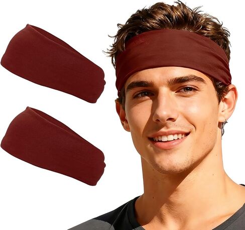 Sport Headbands for Men, Workout Headbands Stretchy Sweatband Absorbent Head Bands for Men Women in Saudi Arabia