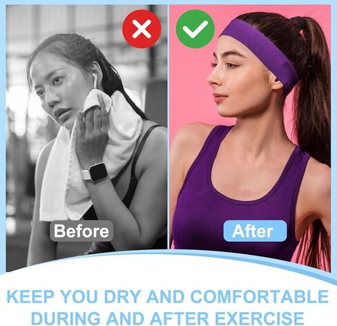 Sport Headbands for Men, Workout Headbands Stretchy Sweatband Absorbent Head Bands for Men Women in Saudi Arabia