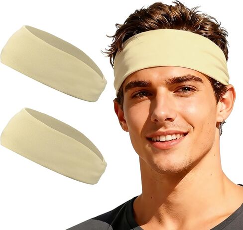Sport Headbands for Men, Workout Headbands Stretchy Sweatband Absorbent Head Bands for Men Women in Saudi Arabia