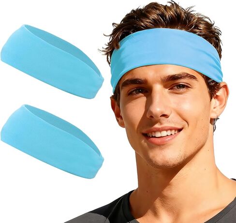 Sport Headbands for Men, Workout Headbands Stretchy Sweatband Absorbent Head Bands for Men Women in Saudi Arabia
