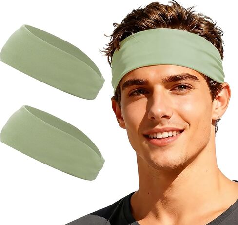 Sport Headbands for Men, Workout Headbands Stretchy Sweatband Absorbent Head Bands for Men Women in Saudi Arabia
