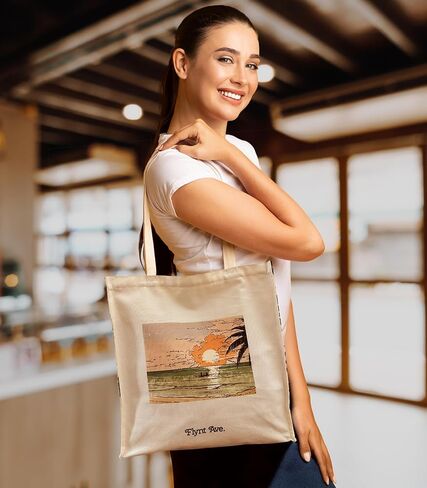 Summer Aesthetic Canvas Tote Bag with Zippered Interior Pocket for Personal Items. The Everyday Tote Bag for Work, Sports, Dance, Yoga Bag, Gym Tote. Beach Bag for Travel. in Saudi Arabia