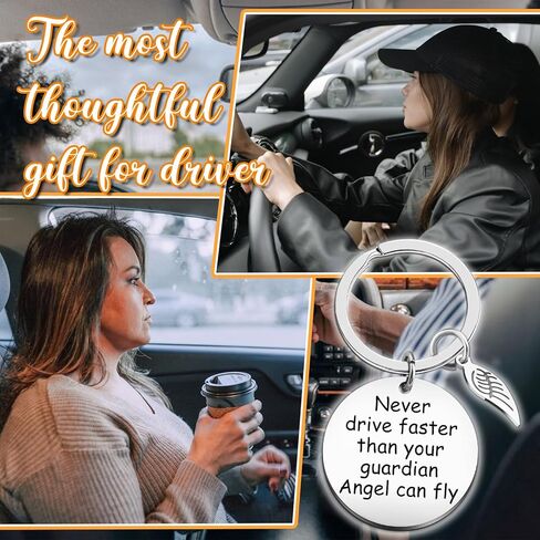 Angel Keychain Guardian Angel Gift New Driver Gifts Guardian Angels Keychain هدية للسائق الجديد حماية السيارة سلاسل المفاتيح سلة هدايا عيد الفصح لا تقود أبدًا أسرع من Guardian AngelCan Fly in Kuwait