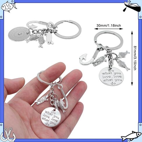 10Pcs Fishing Keychain Alloy Inspirational Keyrings Fish Fishook Boat Motivational Tag Charm Keychains for Women Men Gift Fisherman or Fishing Lovers in Kuwait