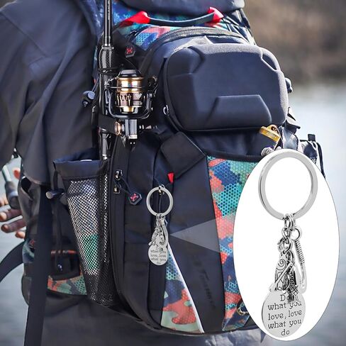 10Pcs Fishing Keychain Alloy Inspirational Keyrings Fish Fishook Boat Motivational Tag Charm Keychains for Women Men Gift Fisherman or Fishing Lovers in Kuwait