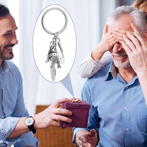 10Pcs Fishing Keychain Alloy Inspirational Keyrings Fish Fishook Boat Motivational Tag Charm Keychains for Women Men Gift Fisherman or Fishing Lovers in Kuwait