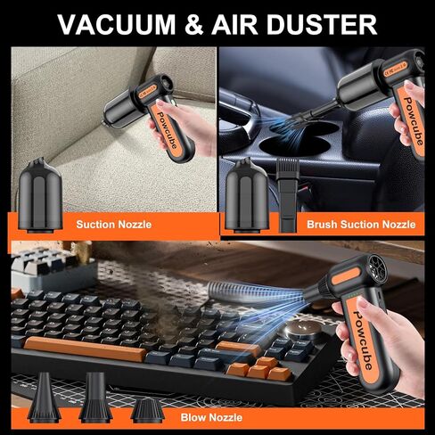 2-in-1 Compressed Air Duster 180000RPM Powerful Motor, Cordless Vacuum Cleaner with 10,000mAh Battery, Portable Electric Air Duster, Dust Blower for Computer, Keyboard, Outdoor, House, Car and Office in Saudi Arabia