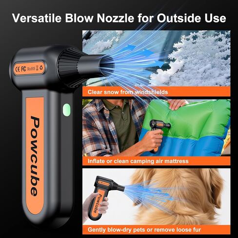 2-in-1 Compressed Air Duster 180000RPM Powerful Motor, Cordless Vacuum Cleaner with 10,000mAh Battery, Portable Electric Air Duster, Dust Blower for Computer, Keyboard, Outdoor, House, Car and Office in Saudi Arabia