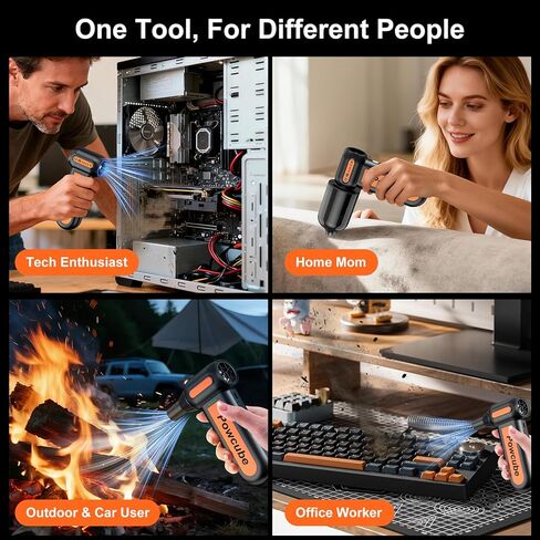 2-in-1 Compressed Air Duster 180000RPM Powerful Motor, Cordless Vacuum Cleaner with 10,000mAh Battery, Portable Electric Air Duster, Dust Blower for Computer, Keyboard, Outdoor, House, Car and Office in Saudi Arabia