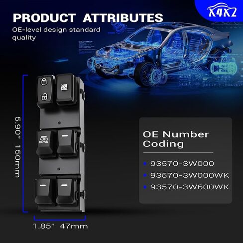 93570-3W000 Front Left Driver Side Power Window Door Lock Switch Compatible with 2011-2016 KIA Sportage Replaces# 93570-3W000WK 93570-3W600WK(16 Pin) in Saudi Arabia