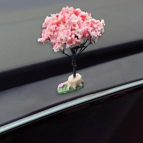 Cute Cherry Blossom Tree Car Dashboard Ornament, Funny Creative Automotive Dash Decorations for Women Present, Vehicle Interior Accessories for Home, Micro Landscape House (Cherry Blossom) in Saudi Arabia