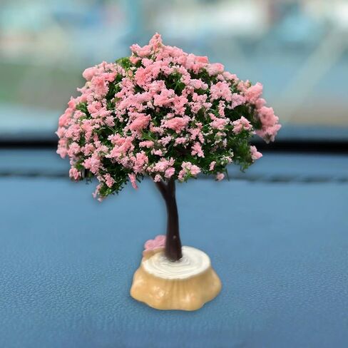 Cute Cherry Blossom Tree Car Dashboard Ornament, Funny Creative Automotive Dash Decorations for Women Present, Vehicle Interior Accessories for Home, Micro Landscape House (Cherry Blossom) in Saudi Arabia