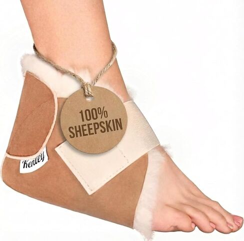 Heel Protectors for Pressure Sores - 100% Medical Sheepskin - Heel Protectors for Bed Sores - Soft Lambs Wool Foot Pillows - Cushion Pads for Ulcer Sore Prevention - 1 Sheep Skin Protector - One Size in Kuwait
