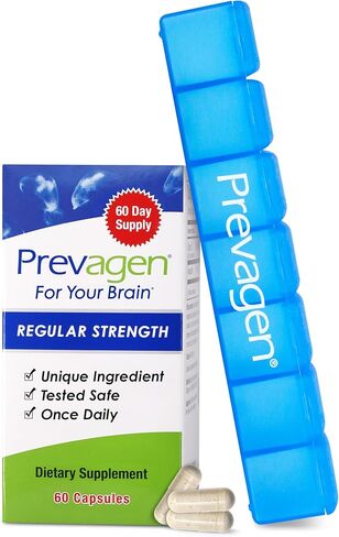 Prevagen Improves Memory - Regular Strength 10mg, 30 Capsules with Apoaequorin & Vitamin D & Prevagen 7-Day Pill Minder | Brain Supplement for Better Brain Health, Supports Healthy Brain Function in Kuwait