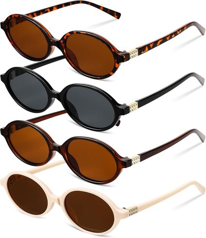 JATEBI Retro Oval Sunglasses for Women Small Vintage 90s Y2K Style Trendy Designer UV Protection Lightweight Sun Glasses in Kuwait